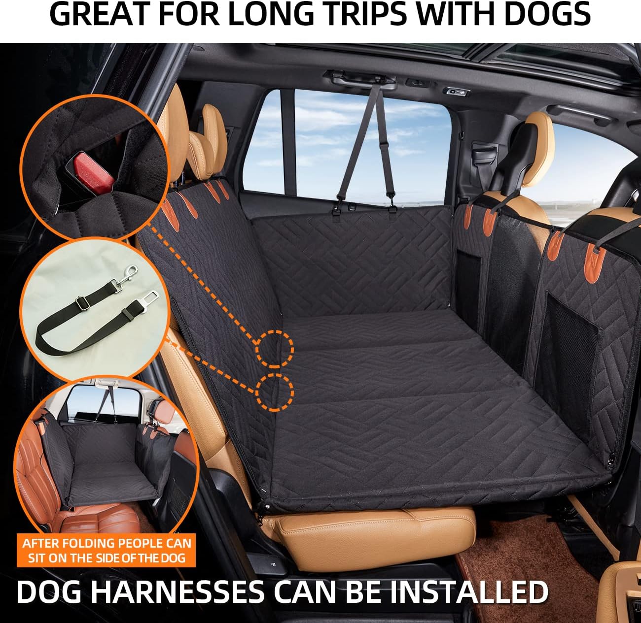 Back seat extender covering the full footwell