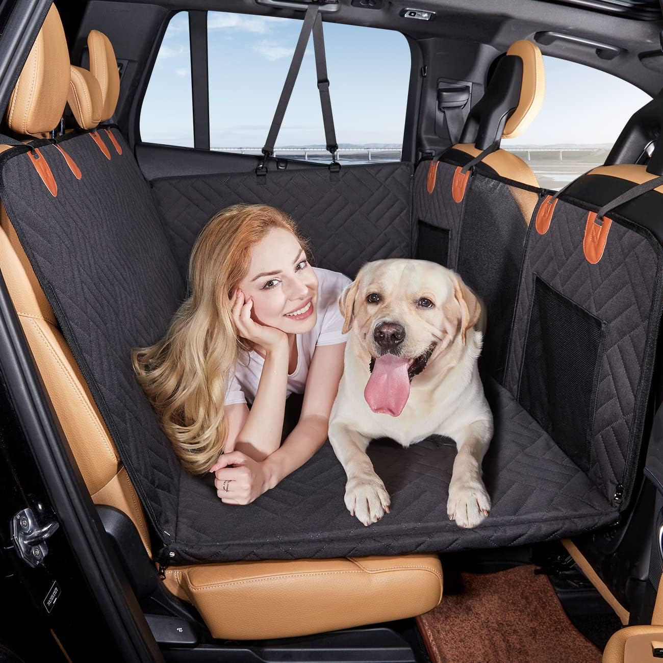 Nova Forge hard-bottom dog car seat cover in black